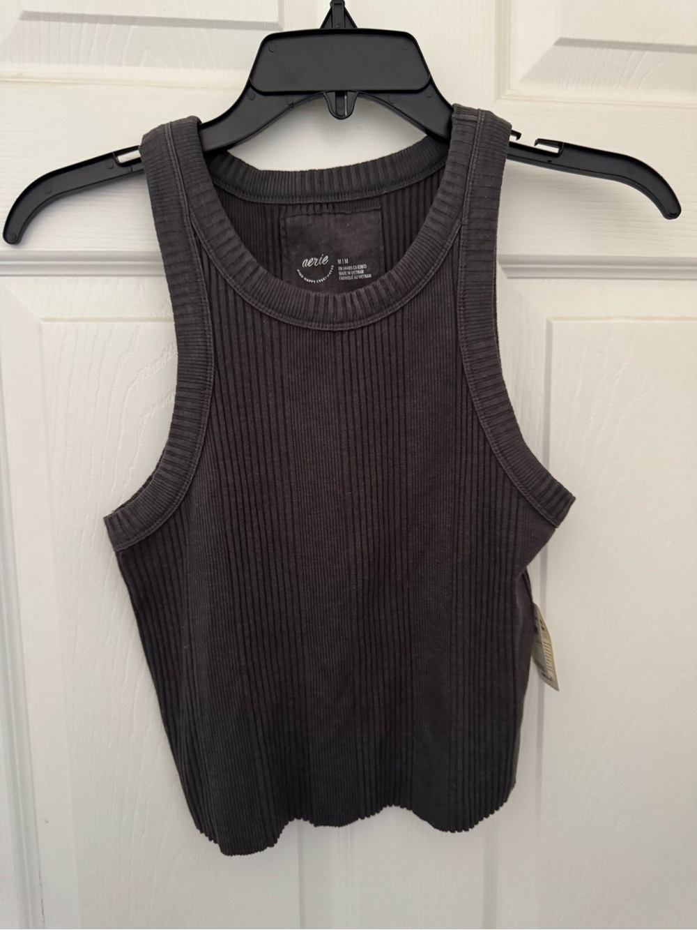 aerie Ribbed cropped Tank Top in Gray Size Medium NWT